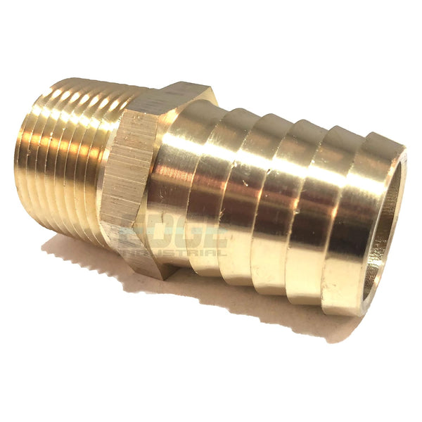 1" Hose ID to 3/4" Male NPT MNPT Straight Brass Fitting - Fuel/AIR/Water/Oil/Gas/WOG (Qty 1)