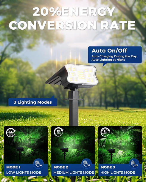 IP67, 60 3 2 1(Cool 4 Pack) HGGH Solar Lights Outdoor Waterproof LED Lighting Modes Solar Spot Lights Outdoor for Yard