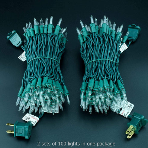 200 Pack 2 Sets 33 100 Count YULETIME Clear Christmas Lights, of Feet UL Certified Incandescent String Lights (Clear