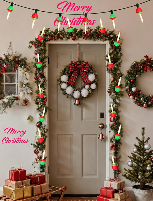 Hobbynors Set 7 7.5ft Vintage Christmas Bubble Lights - of Nostalgic Bubbling Lights on Green Wire, UL Certified Old