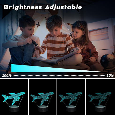 3D CoolGift Mart Airplane Night Light, LED Optical Illusion Airplane Lamp with Remote Control and Timer, Christmas