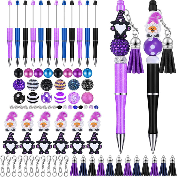 Colarr 12 Sets Beadable Pens Bulk, Colorful Beads, Tassels, Clasps, Dwarf Decoration, DIY Pens Making Kit for Women Kids