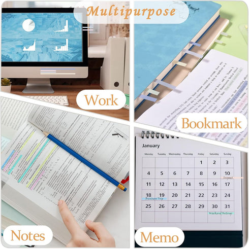 BAYTORY 1380Pcs Transparent Highlighter Tape, Reusable Clear Sticky Tabs for Annotating Books, Office School Supplies