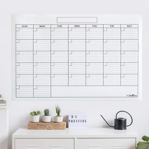 WallDeca Monthly Dry Erase Wall Calendar Planner 24 x 36 Inch, Wipe Off Erasable Calendar for Classroom, Office, Home