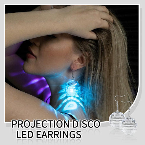 Disco Ball Earrings - 16 Light Modes, Rechargeable LED Earrings for Women, Dance Party Accessories