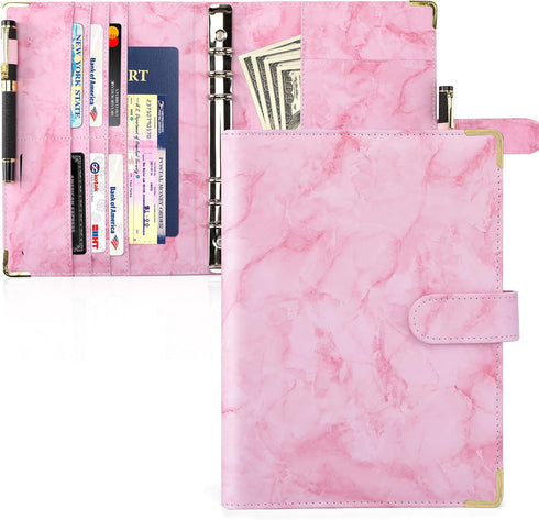 Toplive A5 Notebook Binder, 6 Ring Refillable Binder, PU Leather Planner Binder Personal Budget Binder Organizer Cover