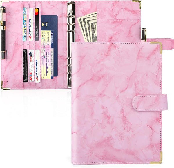 Toplive A5 Notebook Binder, 6 Ring Refillable Binder, PU Leather Planner Binder Personal Budget Binder Organizer Cover