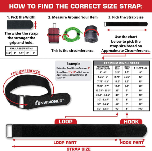 Premium Cinch Straps 4 Pack with Stainless Steel Metal Ring (Buckle), Durable Hook and Loop, 2" x 100"