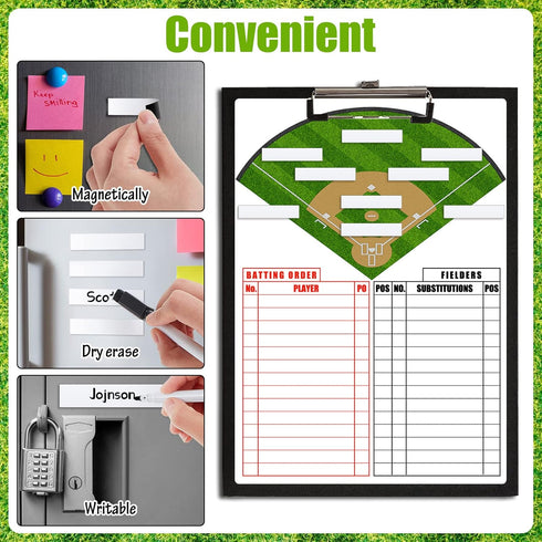 Deekin 60 Pack Magnetic Name Lineup Board Tabs, 2.36 x 0.51 Inches, White Magnetic Dry Erase Labels for Home Office