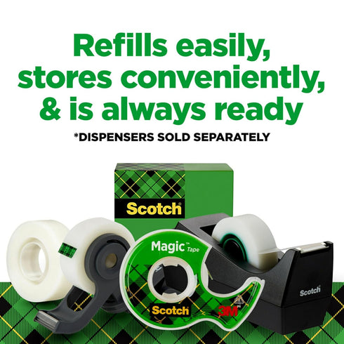 Scotch Magic Tape, Invisible, 24 Rolls, Home Office and Back to School Supplies