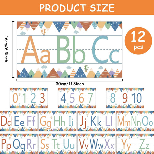 Moving Mountains Alphabet Number Bulletin Board Set, ABC Letters and Number 0-10 Cutouts for Classroom Wall Supplies