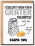 ABSMDesigns Great Therapist Card - Funny Thank You Card - Cute Cheese Card
