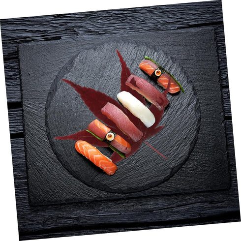 Natural Maple Leaf Sushi Decorations - Elegant Food Presentation