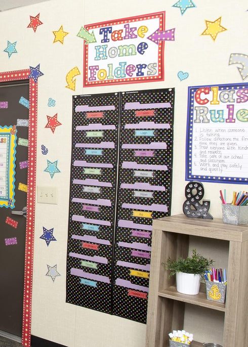 Teacher Created Resources Chalkboard Storage Pocket Chart - 58" x 14" x 46", Clear Label Holder