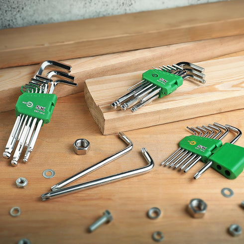 SK 9-Piece Allen Wrench Set, Star Hex Key Set, L-Shaped, Made of S2 Steel