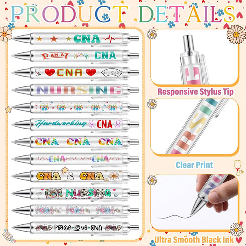 Motipuns 48 Pcs National Nursing Assistant Week Pens CNA Week Gifts Bulk Medical Assistant Nursing Essential Nurse