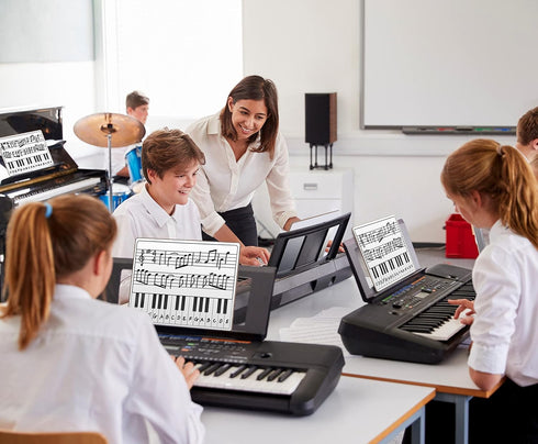 Scribbledo 5 Pack 11 x 14 Inch Piano Board Dry Erase White Boards, Double Sided Music Staff for Kids