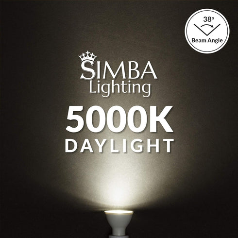 Simba Lighting LED GU10 5W Dimmable Spot Light Bulb, 6 Pack, Halogen 50W Replacement MR16 Shape for Accent, Recessed