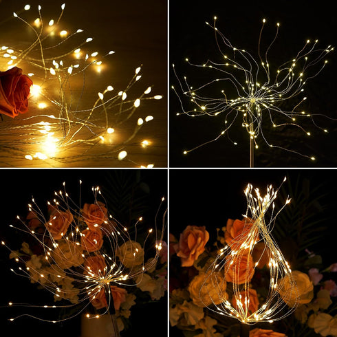 150 8 (2 Pack 300LED) SUNNEST Solar Lights Outdoor, LED Firework Light with Modes Solar Garden Light for Yard Outside