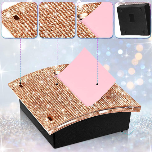 Rhinestone Self Stick Note Pad Holders, 4 x 4 Inches, Memo Note Holder Dispenser, Sticky Notes for Office Home