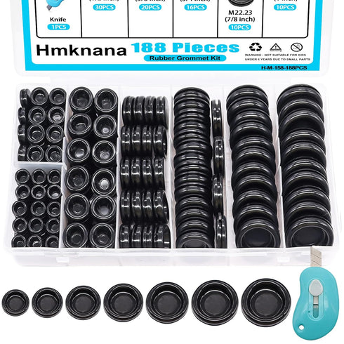 Rubber Grommet Kit Closed Firewall Grommet 7 Sizes 7/25" 3/8" 1/2" 5/8"