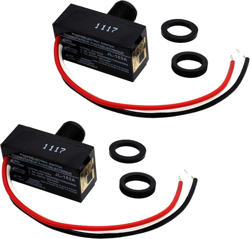 Creative Hobbies Pack of 2 Outdoor Hard-Wired Post Eye Light Control, Dusk to Dawn Sensor for Auto On at Night