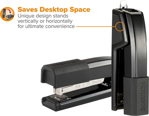 Bostitch Office Epic All Metal 3 in 1 Stapler, Integrated Remover & Staple Storage, Black (B777-BLK)