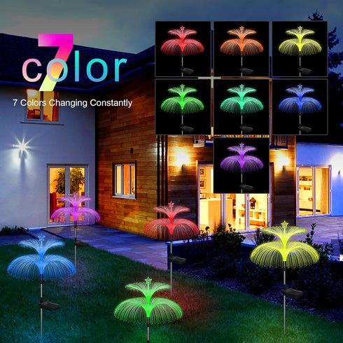 3 Pack 7 Weepong Solar Garden Lights New Upgraded Solar Lights Outdoor Waterproof Color Changing Double Jellyfish