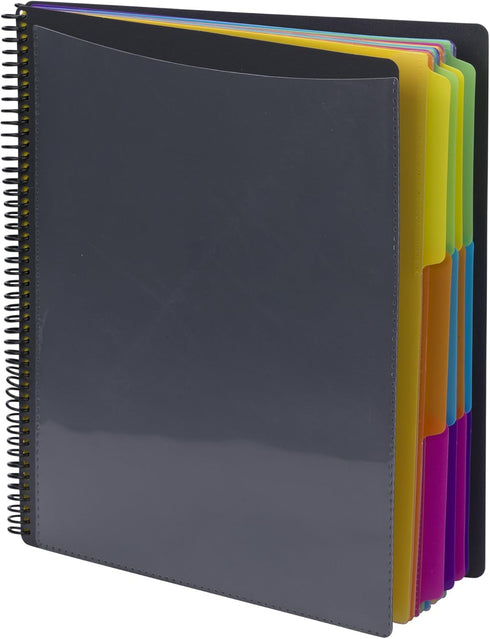 Smead Project Organizer, 24 Pockets, Grey with Assorted Bright Tabs, Tear Resistant Poly, Letter Size (89206)