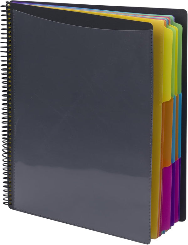 Smead Project Organizer, 24 Pockets, Grey with Assorted Bright Tabs, Tear Resistant Poly, Letter Size (89206)