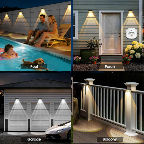 3 IP65 60 8 Pack AUDLES Solar Fence Lights Outdoor, Modes Warm/Neutral/Cool White Fence Lights Solar Powered