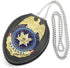 Cedilis 2 Pack Police Badge Holder with Metal Clip, PU Leather, Free Neck Chain, Oval, Black