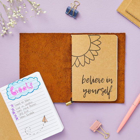 Paper Junkie 12 Pack Journals for Kids: Let's Be Happy Journals Bulk, Kraft Paper Notebooks, 80 Lined Pages