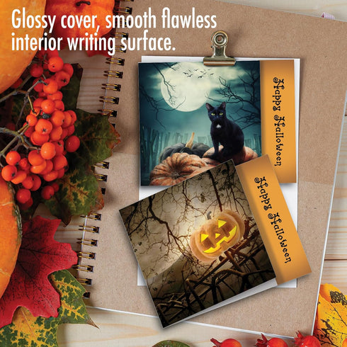 The Best Card Company 10 Assorted Halloween Note Cards (4 x 5.12 Inch) - Fun Spooky Kids Cards, Boxed Set