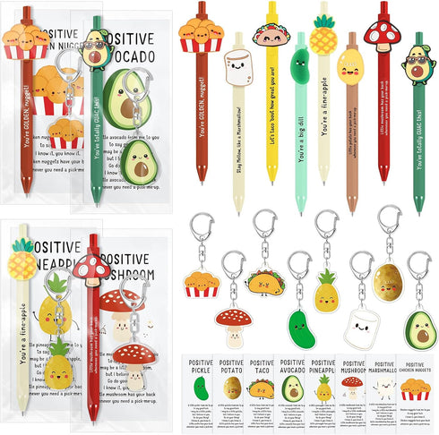 Landical 48 Sets Employee Appreciation Gifts Bulk, Positive Pen Inspirational Keychain with Motivational