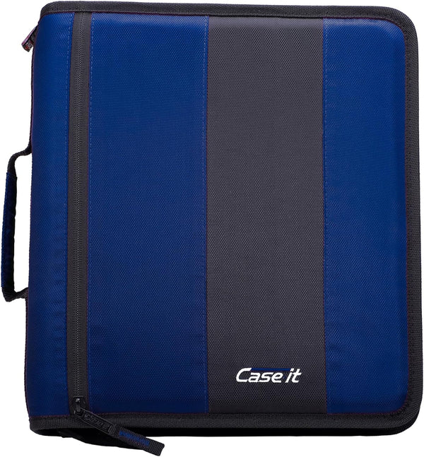 Case-It The Classic Zipper Binder - 2 Inch O-Rings, Multiple Pockets, 800 Sheet Capacity, Midnight Blue