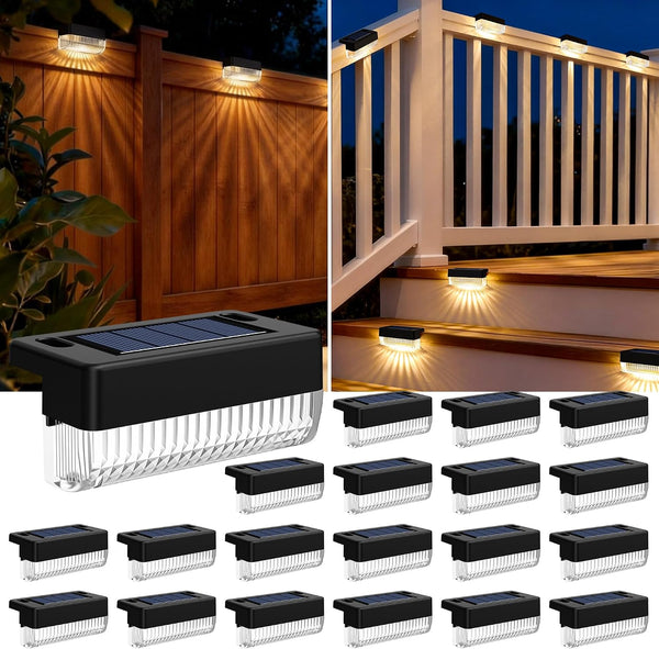Solar Deck Lights Outdoor 20 Packs, Solar Powered LED Step Lights Waterproof