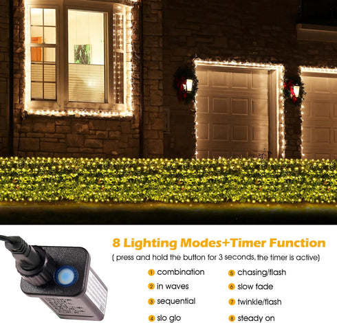 200 8.4ft 5.2ft 8 BlcTec Christmas Net Lights, LED x Outdoor Christmas Lights with Modes, Timer, Connectable