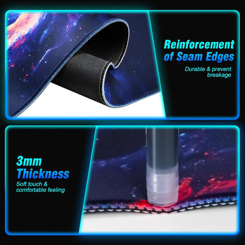 Large Gaming Mouse Pad, Technological Nebula Style Professional Gaming Mousepad, Non-Slip Waterproof Rubber Base 31.5 x