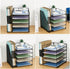 Desk Organizers and Accessories - 5-Tier Paper Letter Tray Organizer with File Holder for Office Supplies