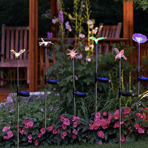 6 Pack Hummingbird Glintoper Solar Garden Stake Lights Outdoor, Solar Butterfly Figurine Lights, Multi-Color Changing