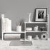 MASAKA B&W Desktop Organizers with Shelves, Adjustable WPC Display Shelf for Office Desk, Makeup Shelf, White