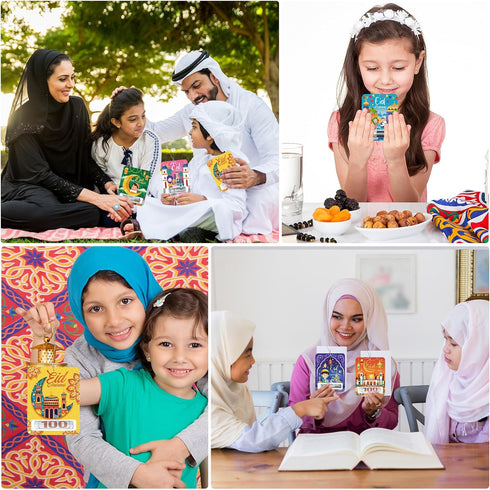 8 Sets HOWAF Eid Mubarak Money Holder Cards for Cash Gift, Muslim Ramadan Greeting Card with Plastic Cover and Adhesive