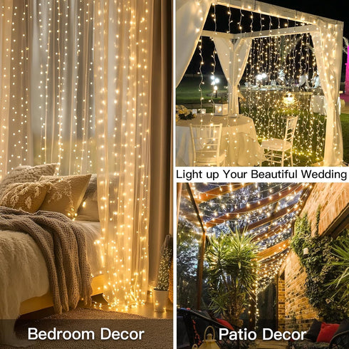 300 9.8x9.8ft suddus Curtain Lights for Bedroom, Led Curtain Lights for Backdrop, Curtain String Lights for Christmas