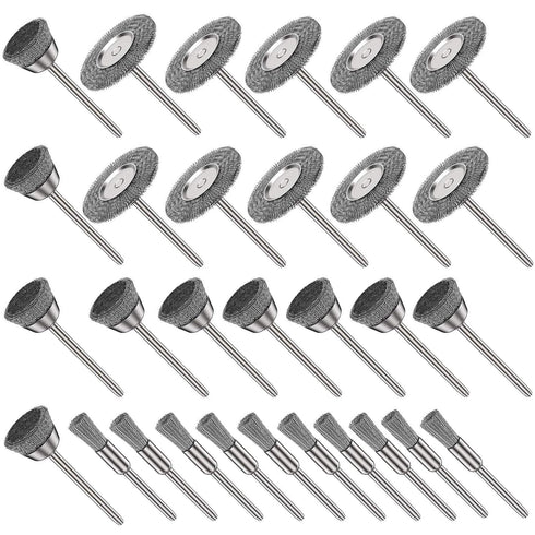 30Pcs Stainless Steel Wire Brushes, Cup Pen Cleaning Brush Set for Grinder Rotary Tools, 1/8 inch Shank