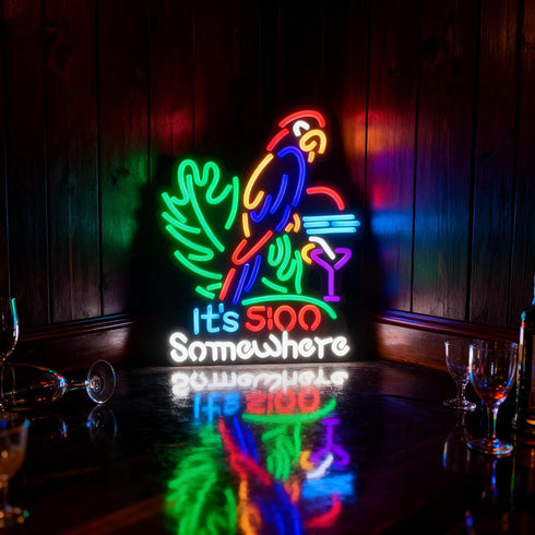 17" 13" 5 LDGJ its o'clock somewhere neon sign Palm tree Custom Handmade Home Beer Bar Pub Recreation Room Lights