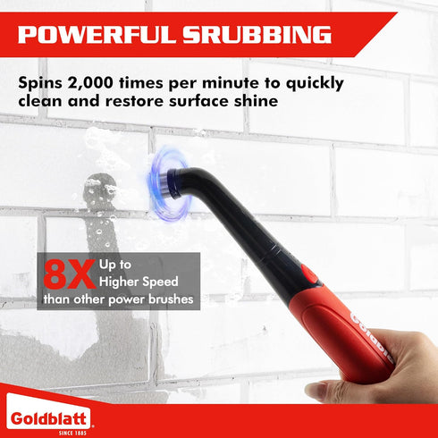 18-Piece Goldblatt Cordless Electric Spin Scrubber Kit, Power Scrubber with Battery Indicator Light, Waterproof