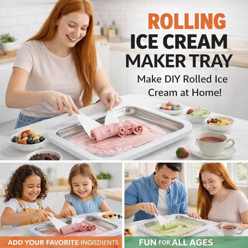 2026 2 304 Frozen Rolled Ice Cream Maker Kit Upgraded Instant DIY Ice Cream Roll Maker with Spatulas & Shape Molds