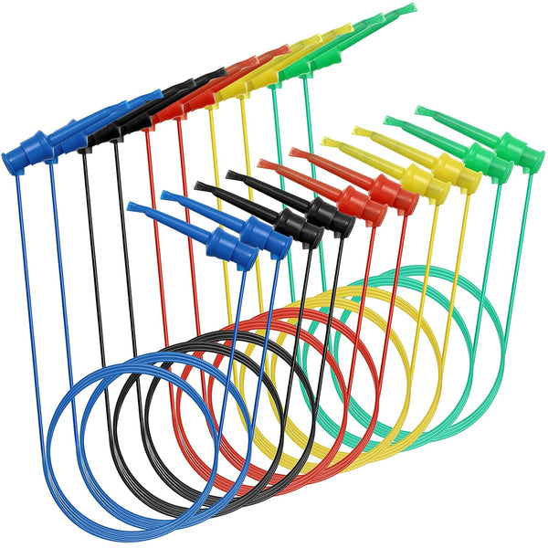 Sumnacon 10 Pcs Multimeter Electrical Test Dual Lead Test Hook Clips, 5 Colors Silicone Flexible Test Cables