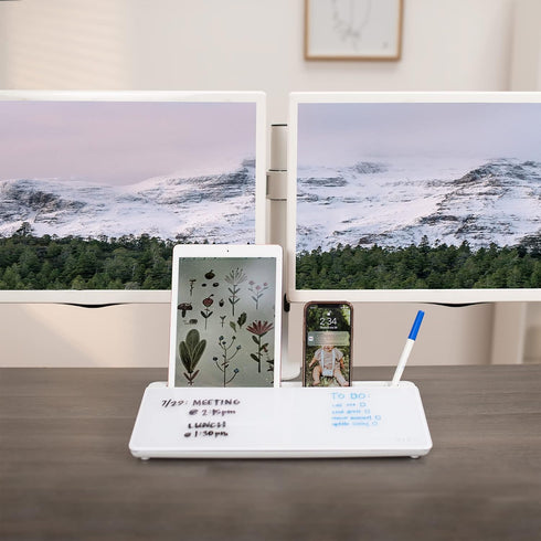 VIVO Glass 16 x 7 inch Dry Erase Board with Storage, Desktop Whiteboard Organizer with Hidden Compartments, DESK-WB16A